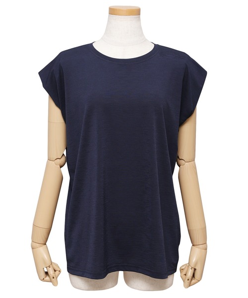 reca（レカ）の「フレンチスリーブスラブTシャツ（Tシャツ/カットソー・レディース・ブラック/ダークグリーン/ベージュ/ネイビー/オフホワイト/ピンク・FREE）」の12枚目の写真