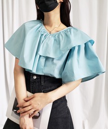 me+em select（ミームセレクト）の「※【 5COLOR 】ギャザーフリルケープカラーブラウス（シャツ/ブラウス）」