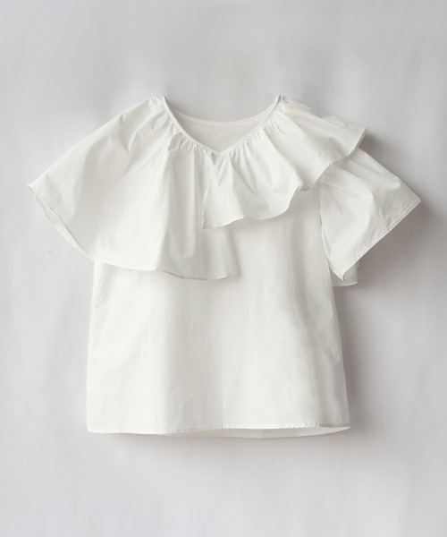 me+em select（ミームセレクト）の「※【 5COLOR 】ギャザーフリルケープカラーブラウス（シャツ/ブラウス・レディース・ホワイト/ブラック/イエロー/グレー/ブルー・FREE）」の9枚目の写真