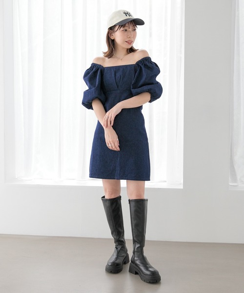 Heather（ヘザー）の「スクエアネックデニムミニワンピース