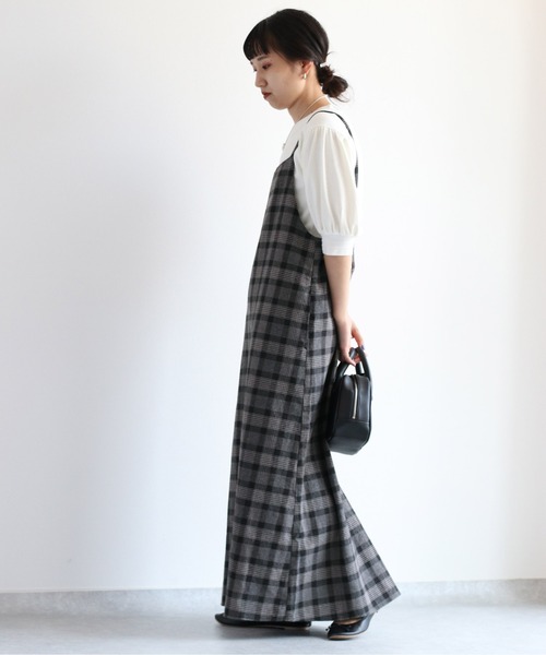 cepo（セポ）の「ダークチェックキャミワンピース（ジャンパースカート・レディース・ブラック・M）」の4枚目の写真