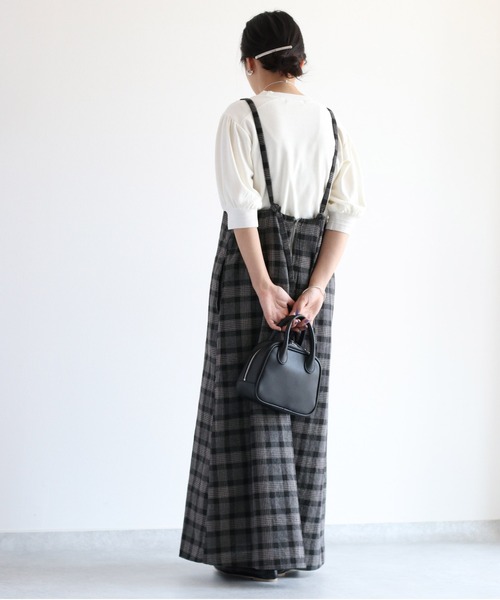 cepo（セポ）の「ダークチェックキャミワンピース（ジャンパースカート・レディース・ブラック・M）」の5枚目の写真
