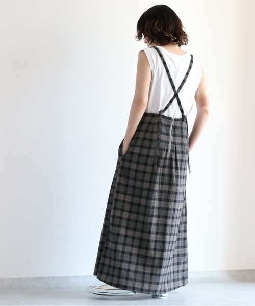 cepo（セポ）の「ダークチェックキャミワンピース（ジャンパースカート・レディース・ブラック・M）」の10枚目の写真