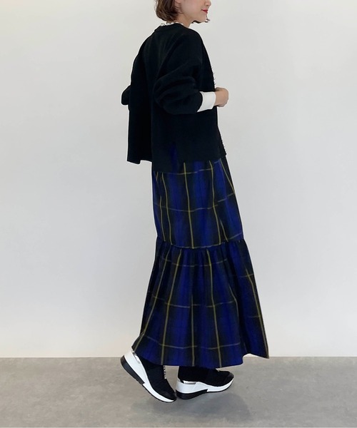 PICCIN（ピッチン）の「襟パール付きボリュームカーディガン（カーディガン/ボレロ・レディース・ブラック/ネイビー/サーモンピンク・M）」の11枚目の写真