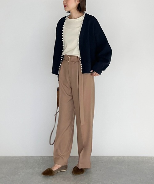 PICCIN（ピッチン）の「襟パール付きボリュームカーディガン（カーディガン/ボレロ・レディース・ブラック/ネイビー/サーモンピンク・M）」の20枚目の写真