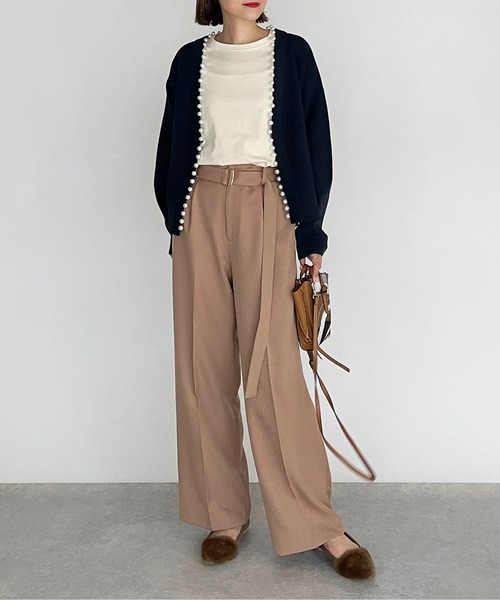 PICCIN（ピッチン）の「襟パール付きボリュームカーディガン（カーディガン/ボレロ・レディース・ブラック/ネイビー/サーモンピンク・M）」の19枚目の写真