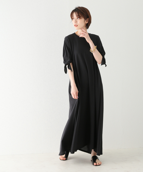 plage（プラージュ）の「High twist TEE ワンピース（ワンピース・レディース・ブラック/ベージュ・38/36）」の9枚目の写真