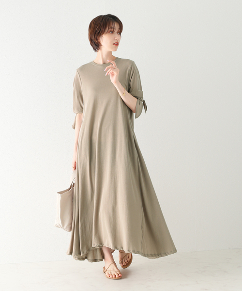 plage（プラージュ）の「High twist TEE ワンピース（ワンピース・レディース・ブラック/ベージュ・38/36）」の3枚目の写真