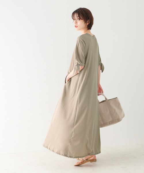 plage（プラージュ）の「High twist TEE ワンピース（ワンピース・レディース・ブラック/ベージュ・38/36）」の6枚目の写真