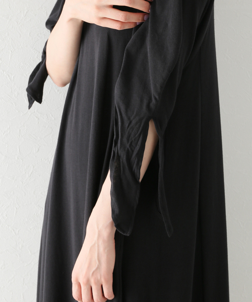 plage（プラージュ）の「High twist TEE ワンピース（ワンピース・レディース・ブラック/ベージュ・38/36）」の7枚目の写真
