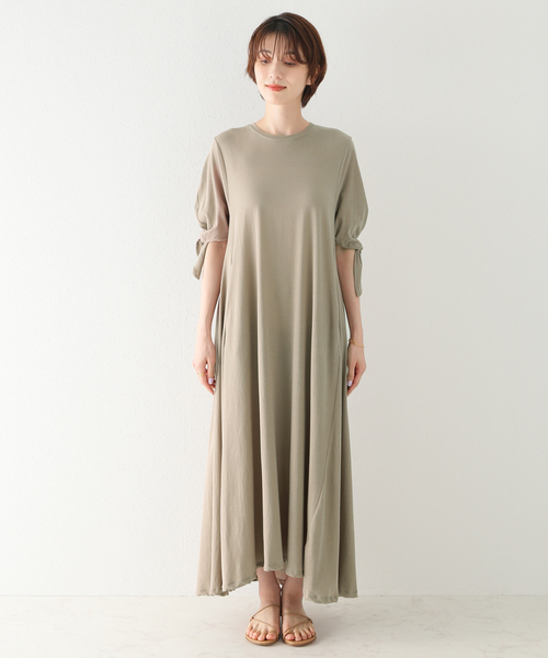 plage（プラージュ）の「High twist TEE ワンピース（ワンピース・レディース・ブラック/ベージュ・38/36）」の5枚目の写真