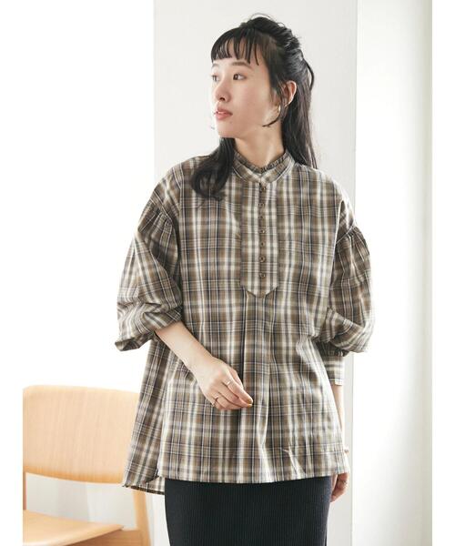 CRAFT STANDARD BOUTIQUE(クラフトスタンダードブティック)の「ピコカットフリルブラウス *◆(シャツ/ブラウス・レディース・ボルドー/マスタード/ブラウン/パープル/カーキ・FREE)」の7枚目の写真