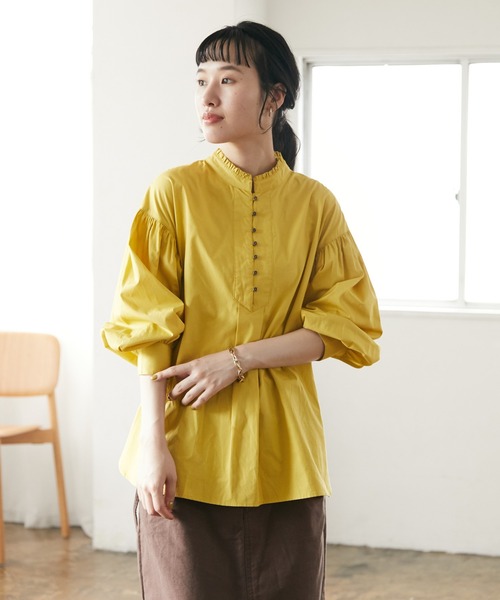 CRAFT STANDARD BOUTIQUE(クラフトスタンダードブティック)の「ピコカットフリルブラウス *◆(シャツ/ブラウス・レディース・ボルドー/マスタード/ブラウン/パープル/カーキ・FREE)」の5枚目の写真