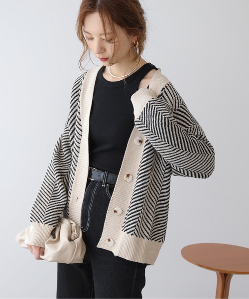 Yves Saint Laurent ヘリンボーンカーディガン