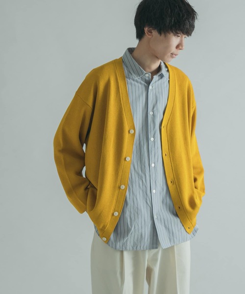 FORK&SPOON(フォークアンドスプーン)の「『ユニセックス』FORK&SPOON WジャガードVネックカーディガン(カーディガン/ボレロ・メンズ・マスタード/グリーン/チャコールグレー・5/4)」の1枚目の写真