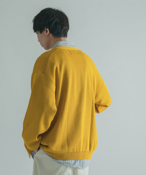 FORK&SPOON(フォークアンドスプーン)の「『ユニセックス』FORK&SPOON WジャガードVネックカーディガン(カーディガン/ボレロ・メンズ・マスタード/グリーン/チャコールグレー・5/4)」の6枚目の写真