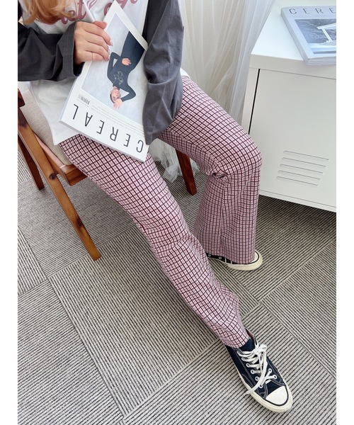JUMELLE（ジュメロ）の「リブチェックパンツ（その他パンツ・レディース・ネイビー/ピンク・SMALL/MEDIUM）」の2枚目の写真