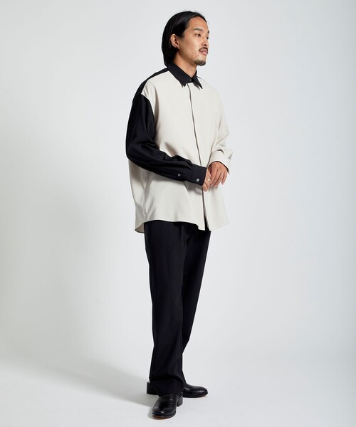 city(シティ)の「TWO COLOR LONG SLEEVE SHIRT/バイカラーリラックスシャツ(シャツ/ブラウス・メンズ・ライトグレー/ネイビー・1/2/3)」の3枚目の写真