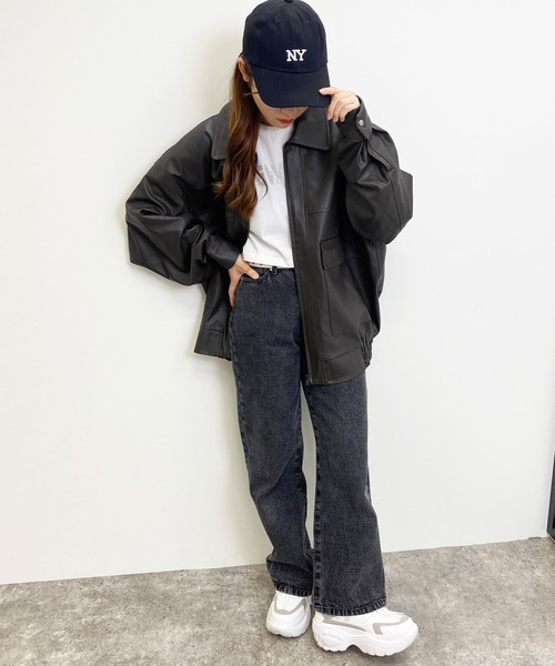 INGNI（イング）の「フェイクレザーブルゾン（ブルゾン・レディース・ブラック/ブラウン・M）」の3枚目の写真