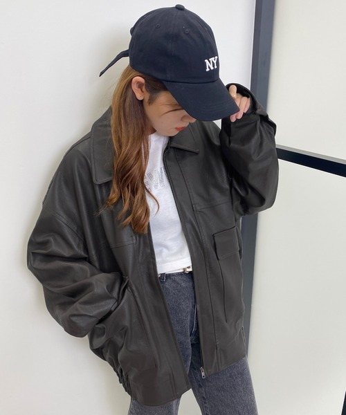 INGNI（イング）の「フェイクレザーブルゾン（ブルゾン・レディース・ブラック/ブラウン・M）」の4枚目の写真