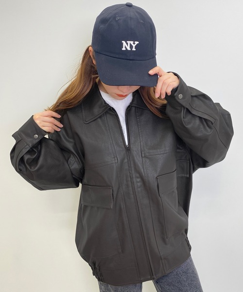 INGNI（イング）の「フェイクレザーブルゾン（ブルゾン・レディース・ブラック/ブラウン・M）」の5枚目の写真