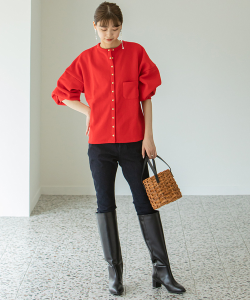 U by SPICK&SPAN(ユーバイスピックアンドスパン)の「【BAGMATI/バグマティ】カゴハンドルBAG(かごバッグ・レディース・ブラック・FREE)」の2枚目の写真