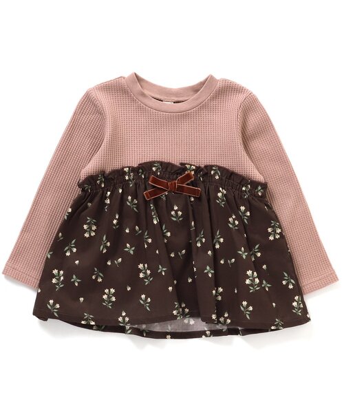 apres les cours（アプレレクール）の「WEB限定 ワッフルドッキングフレアTシャツ（Tシャツ/カットソー・キッズ・ブラウン/サックスブルー/ピンク/ベージュ・120/110/100/80/140/90/130）」の11枚目の写真