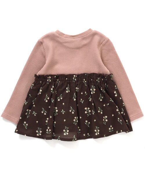 apres les cours（アプレレクール）の「WEB限定 ワッフルドッキングフレアTシャツ（Tシャツ/カットソー・キッズ・ブラウン/サックスブルー/ピンク/ベージュ・120/110/100/80/140/90/130）」の8枚目の写真