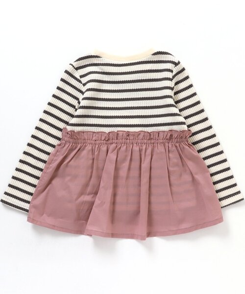 apres les cours（アプレレクール）の「WEB限定 ワッフルドッキングフレアTシャツ（Tシャツ/カットソー・キッズ・ブラウン/サックスブルー/ピンク/ベージュ・120/110/100/80/140/90/130）」の6枚目の写真