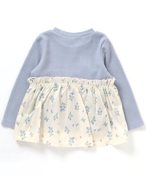 apres les cours（アプレレクール）の「WEB限定 ワッフルドッキングフレアTシャツ（Tシャツ/カットソー・キッズ・ブラウン/サックスブルー/ピンク/ベージュ・120/110/100/80/140/90/130）」の5枚目の写真