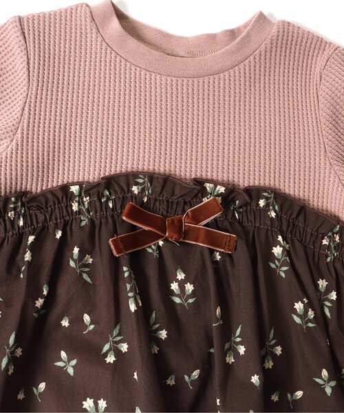 apres les cours（アプレレクール）の「WEB限定 ワッフルドッキングフレアTシャツ（Tシャツ/カットソー・キッズ・ブラウン/サックスブルー/ピンク/ベージュ・120/110/100/80/140/90/130）」の20枚目の写真