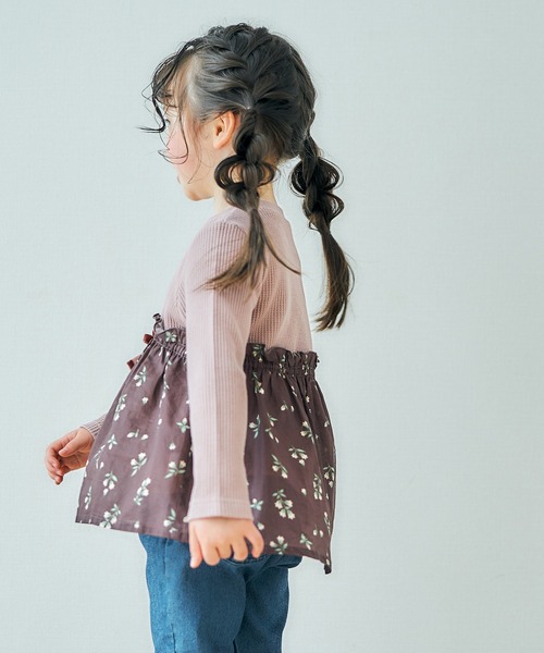 apres les cours（アプレレクール）の「WEB限定 ワッフルドッキングフレアTシャツ（Tシャツ/カットソー・キッズ・ブラウン/サックスブルー/ピンク/ベージュ・120/110/100/80/140/90/130）」の22枚目の写真