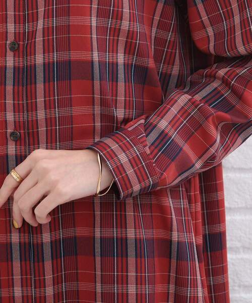 SHOO・LA・RUE（シューラルー）の「◆上品なチェック柄！バンドカラー ワンピース（ワンピース・レディース・イエロー系1/ブラウン系2/ベージュ系その他2/ワイン系3・00）」の8枚目の写真