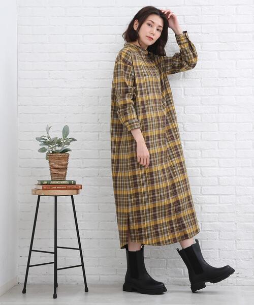SHOO・LA・RUE（シューラルー）の「◆上品なチェック柄！バンドカラー ワンピース（ワンピース・レディース・イエロー系1/ブラウン系2/ベージュ系その他2/ワイン系3・00）」の18枚目の写真