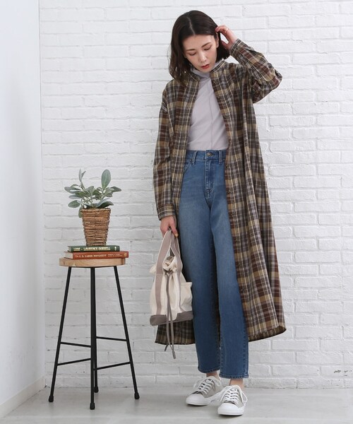 SHOO・LA・RUE（シューラルー）の「◆上品なチェック柄！バンドカラー ワンピース（ワンピース・レディース・イエロー系1/ブラウン系2/ベージュ系その他2/ワイン系3・00）」の19枚目の写真