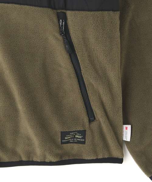 schott（ショット）の「Schott/ショット/2TONE FREEZE JACKET/フリースジャケット（ブルゾン・メンズ・ブラック/ネイビー/オリーブ系・L/M/2XL/XL）」の16枚目の写真