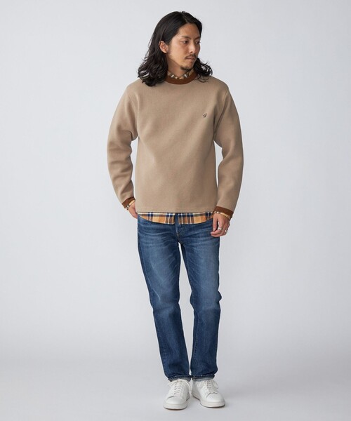 SHIPS(シップス)の「*SHIPS: 〈手洗い可能〉 ワンポイント ロゴ ミラノリブ リンガー クルーネック ニット(ニット/セーター・メンズ・チャコールグレー/ベージュ/ネイビー/グリーン・SMALL/MEDIUM/LARGE)」の6枚目の写真