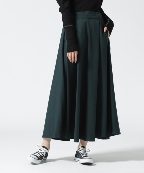 MANASTASH（マナスタッシュ）の「MANASTASH/マナスタッシュ　タックサキュラースカート（スカート・レディース・ベージュ/グリーン・1）」の2枚目の写真