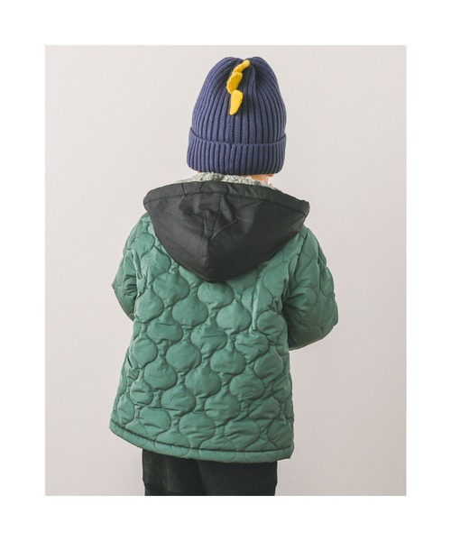 SLAP SLIP（スラップスリップ）の「SLAPSLIP/取り外し可能フード付き中綿キルト配色切り替え裏ボアタフタジャケット(80~130cm)（ブルゾン・キッズ・イエロー/グリーン・130/100/120/80/110/90）」の8枚目の写真