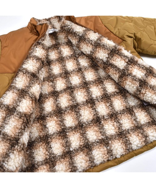 SLAP SLIP（スラップスリップ）の「SLAPSLIP/取り外し可能フード付き中綿キルト配色切り替え裏ボアタフタジャケット(80~130cm)（ブルゾン・キッズ・イエロー/グリーン・130/100/120/80/110/90）」の16枚目の写真