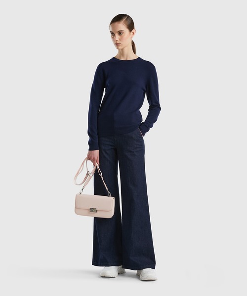 BENETTON (UNITED COLORS OF BENETTON)（ベネトンユナイテッドカラーズオブベネトン）の「ヴァージンウール100％クルーネックニット・セーター（ニット/セーター・レディース・ネイビー/ベージュ/ホワイト/ブラック・X-SMALL/SMALL/MEDIUM/LARGE）」の21枚目の写真