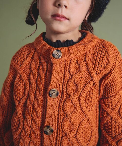 BREEZE（ブリーズ）の「ローゲージニットカーディガン（カーディガン/ボレロ・キッズ・オレンジ/キナリ・100/120/140/90）」の7枚目の写真