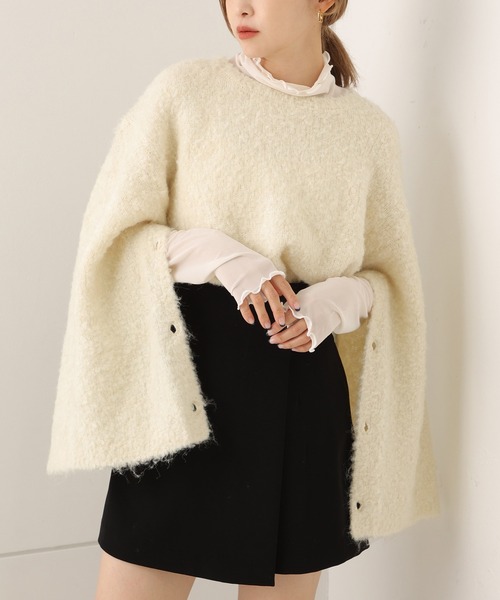 one after another NICE CLAUP（ワンアフターアナザーナイスクラップ）の「トレンドの着こなし。マルチウェイブークレニット（ニット/セーター・レディース・ライトグレー/ピンク/ベージュ/アイボリー・FREE）」の2枚目の写真