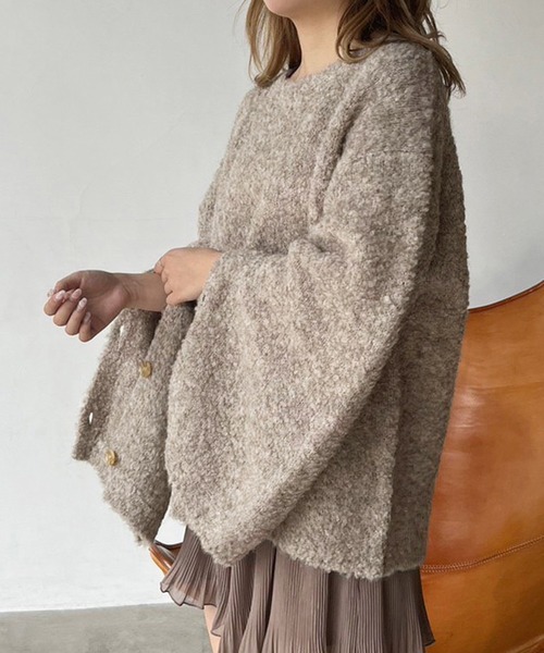 one after another NICE CLAUP（ワンアフターアナザーナイスクラップ）の「トレンドの着こなし。マルチウェイブークレニット（ニット/セーター・レディース・ライトグレー/ピンク/ベージュ/アイボリー・FREE）」の22枚目の写真