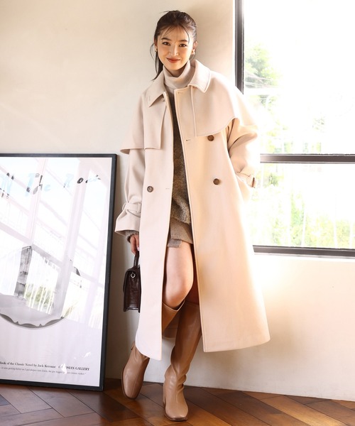 one after another NICE CLAUP（ワンアフターアナザーナイスクラップ）の「トレンドの着こなし。マルチウェイブークレニット（ニット/セーター・レディース・ライトグレー/ピンク/ベージュ/アイボリー・FREE）」の10枚目の写真