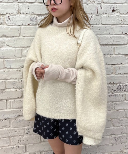 one after another NICE CLAUP（ワンアフターアナザーナイスクラップ）の「トレンドの着こなし。マルチウェイブークレニット（ニット/セーター・レディース・ライトグレー/ピンク/ベージュ/アイボリー・FREE）」の18枚目の写真