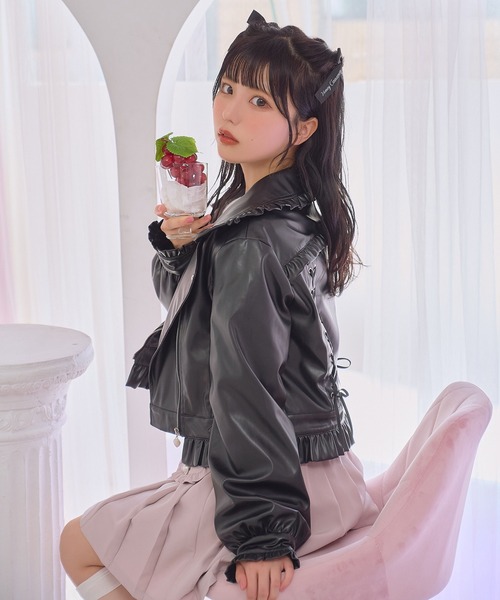 Honey Cinnamon（ハニーシナモン）の「ボリュームスリーブライダース（ライダースジャケット・レディース・ブラック・FREE）」の9枚目の写真