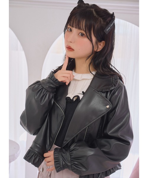 Honey Cinnamon（ハニーシナモン）の「ボリュームスリーブライダース（ライダースジャケット・レディース・ブラック・FREE）」の6枚目の写真