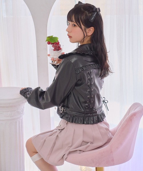 Honey Cinnamon（ハニーシナモン）の「ボリュームスリーブライダース（ライダースジャケット・レディース・ブラック・FREE）」の8枚目の写真