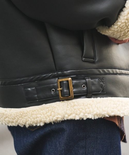 DISCOAT（ディスコート）の「フェイクムートンB3ジャケット（ミリタリージャケット・レディース・ブラック/ホワイト系その他・FREE）」の14枚目の写真